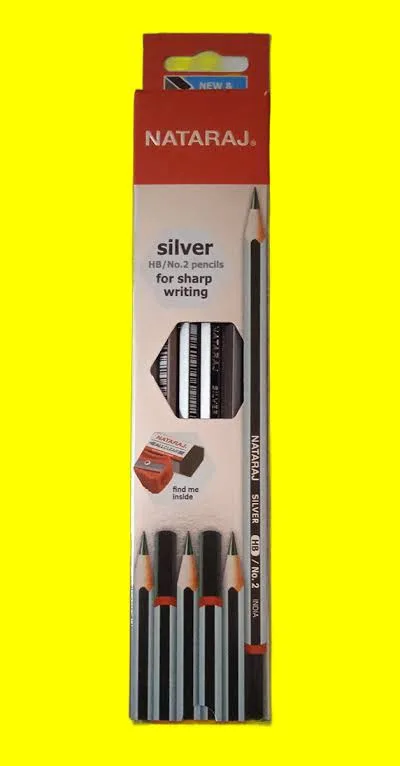 Nataraj Silver pencil with 1 sharpener & 1eraser