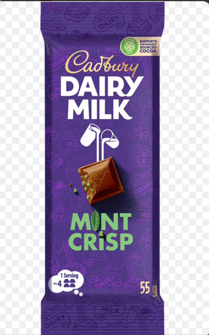Cadbury dairy milk mint crisp 55g